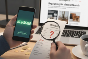 granskar kvitto och kollar upp rabattkoder onlie för att hitta bästa pris